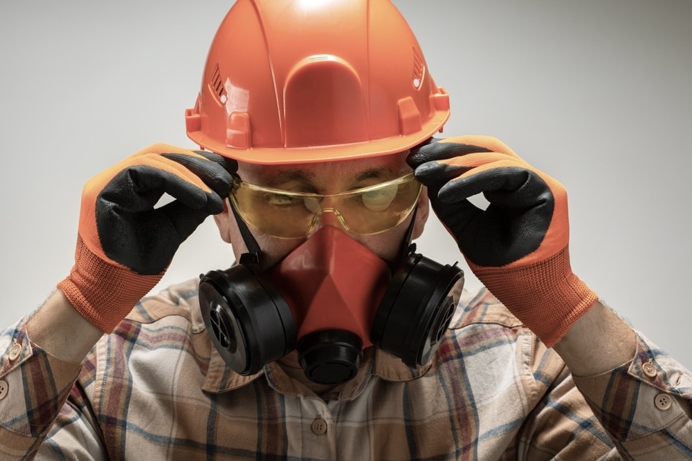 Construction worker wearing a hard hat